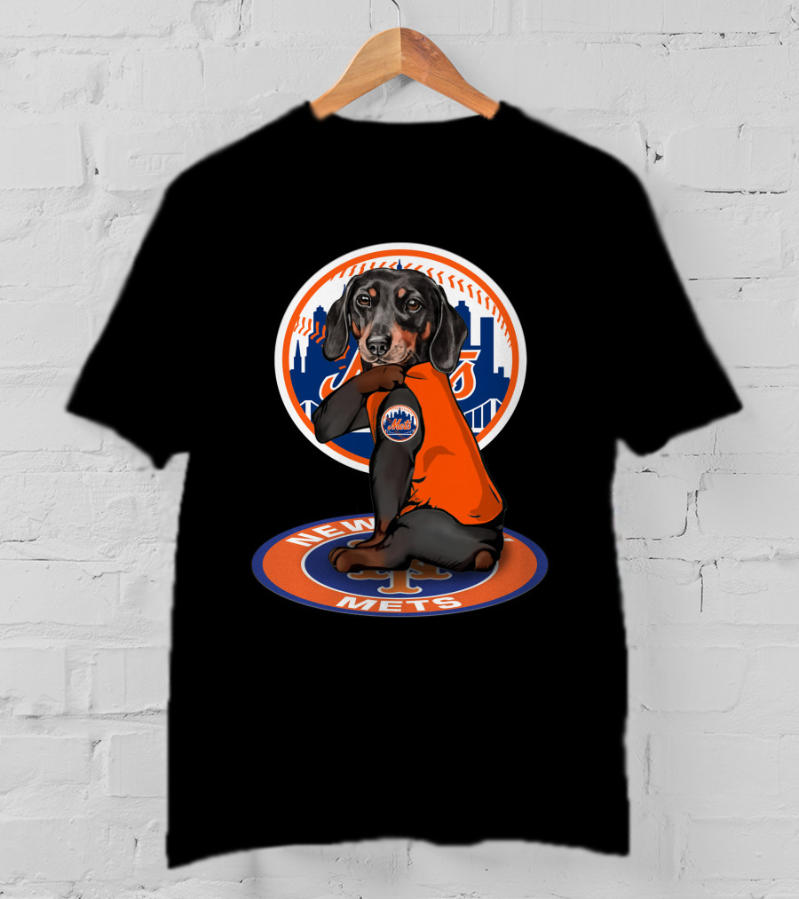 New York Mets Dachshund Orange Jersey T-Shirt