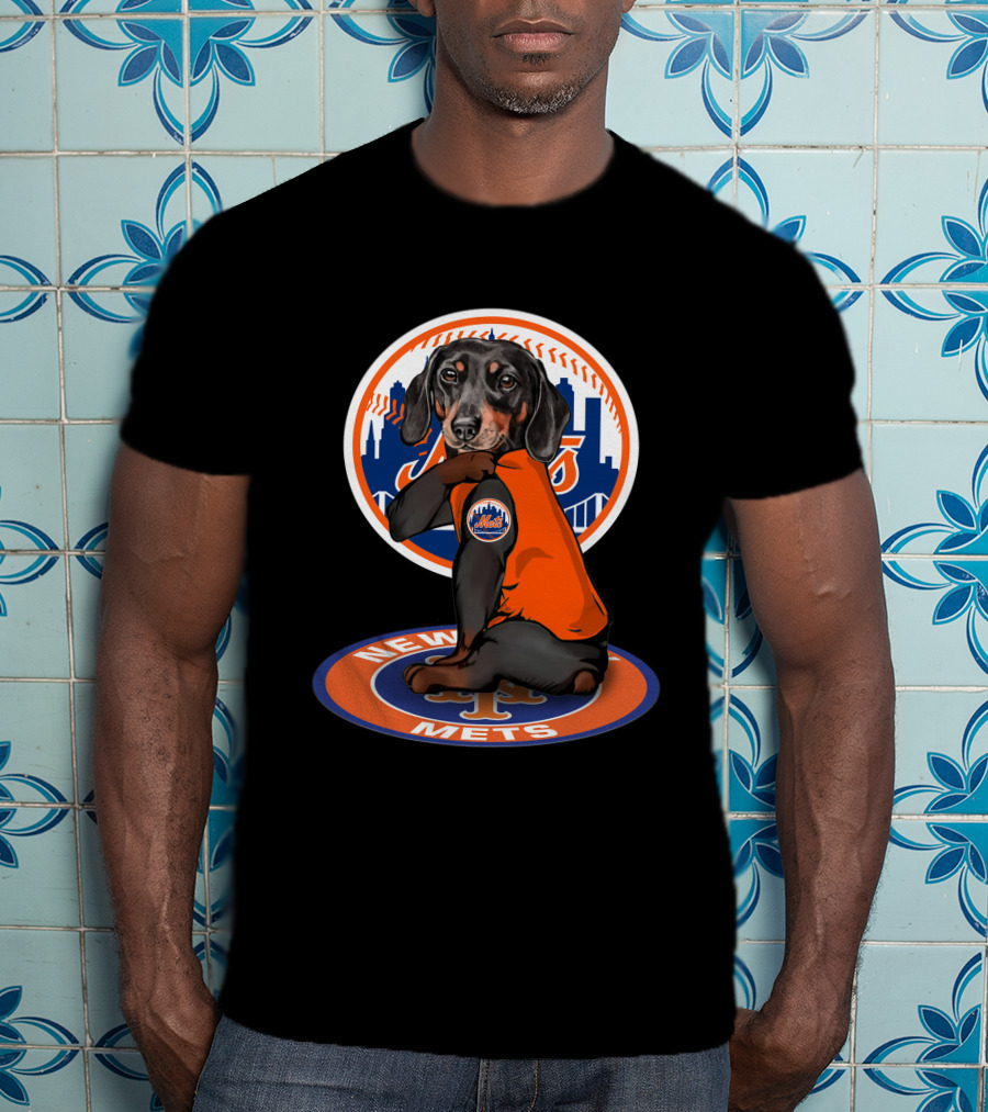 New York Mets Dachshund Orange Jersey T-Shirt