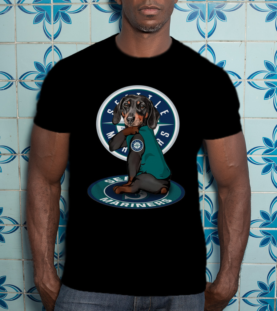 Seattle Mariners Dachshund Sitting On T-Shirt