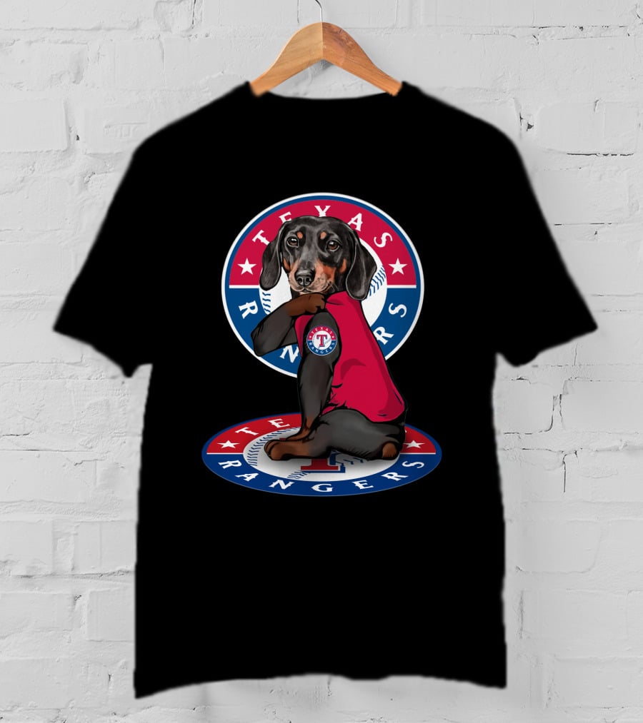 Texas Rangers Dachshund Baseball T-Shirt