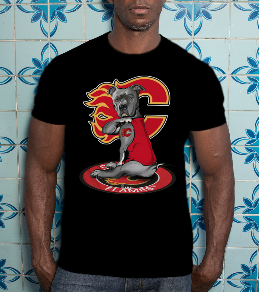 Calgary Flames Dog Logo Nhl T-Shirt