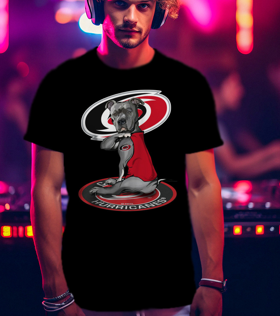 Carolina Hurricanes Dog With Logo Red And Black T-Shirt