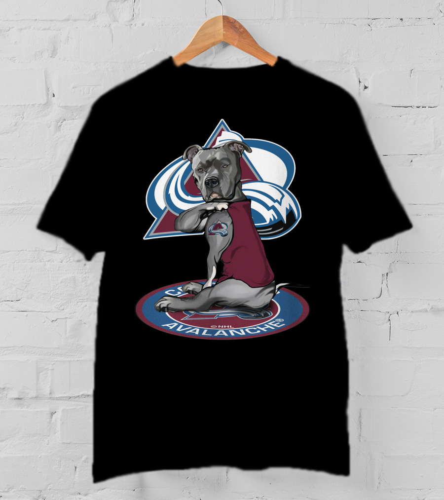 Colorado Avalanche Dog With Team Logo Tattoo And Jersey Nhl T-Shirt