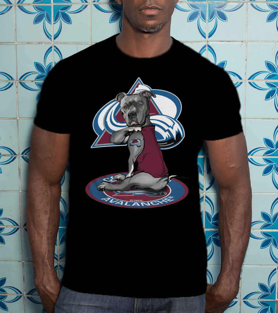 Colorado Avalanche Dog With Team Logo Tattoo And Jersey Nhl T-Shirt