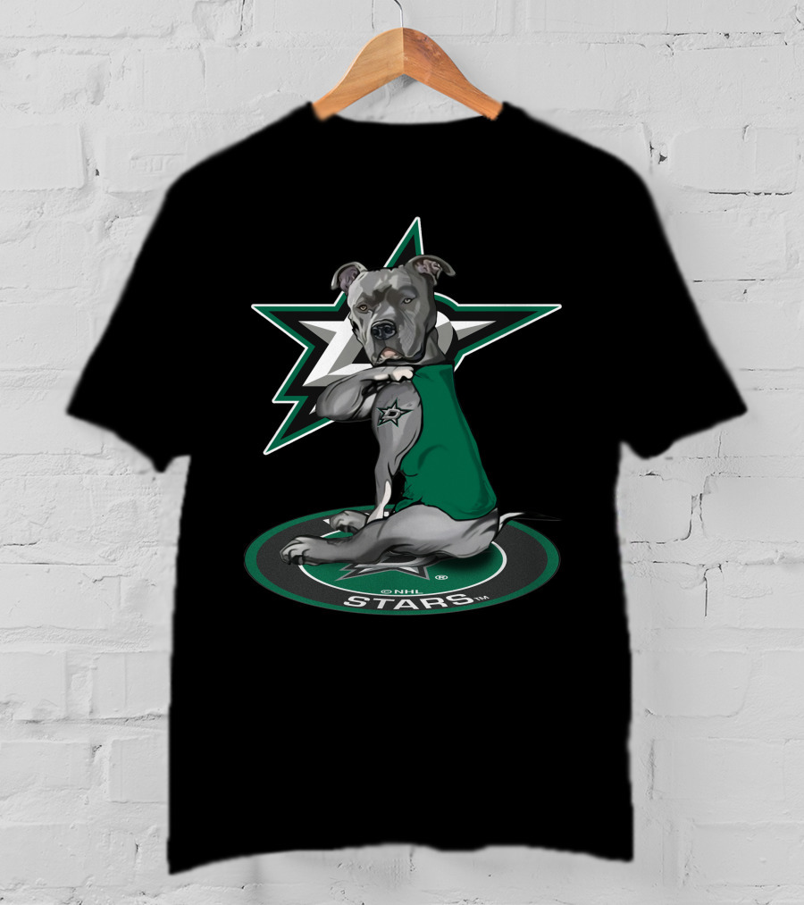Nhl Dallas Stars Dog With Star Logo And Green Jersey T-Shirt