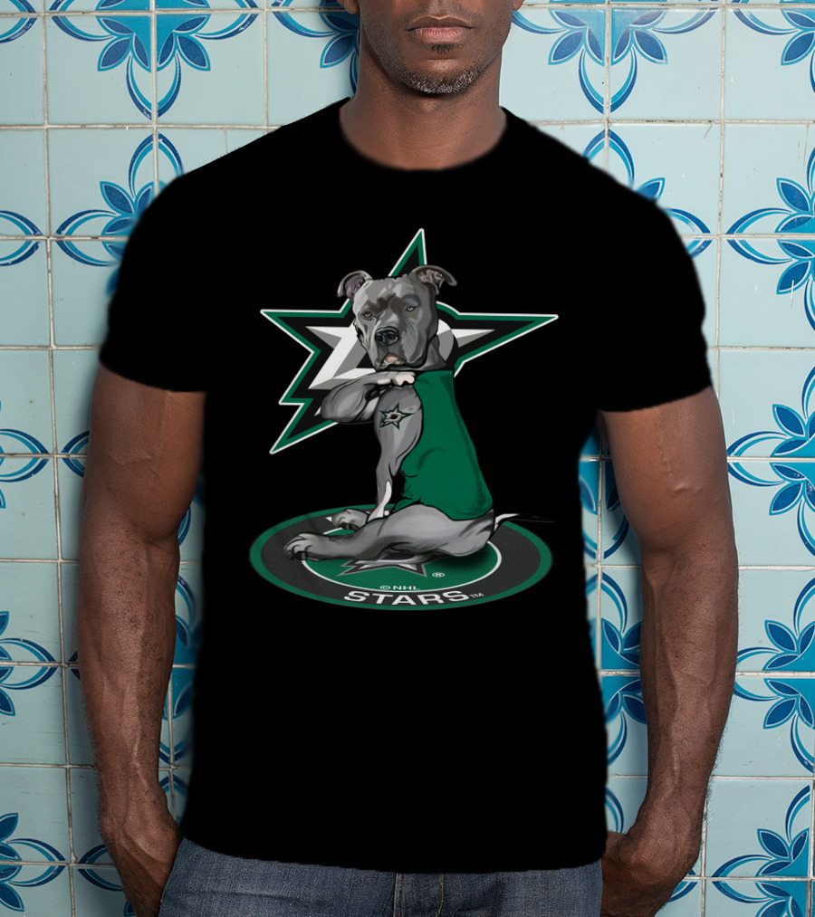 Nhl Dallas Stars Dog With Star Logo And Green Jersey T-Shirt