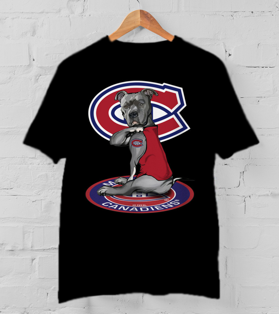 16 Montreal Canadiens Dog With Logo And Jersey T-Shirt
