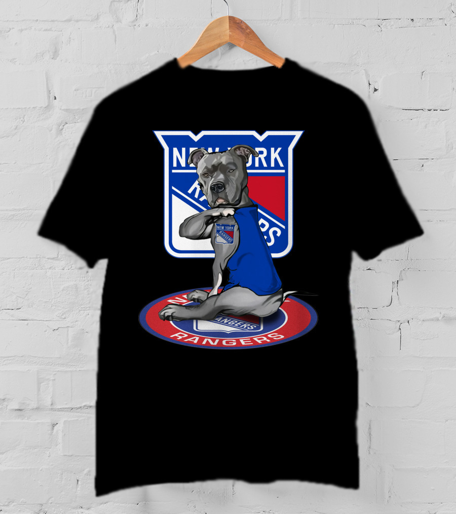 New York Rangers Dog Wearing Blue Jersey T-Shirt