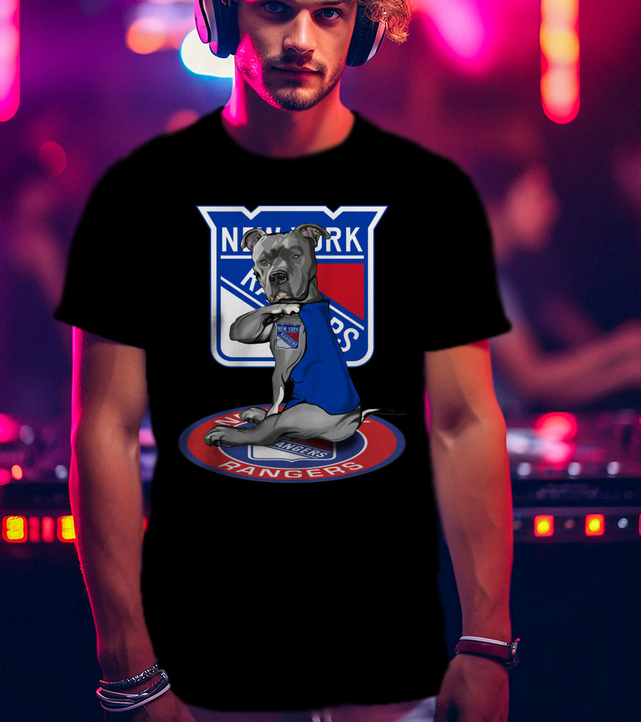 New York Rangers Dog Wearing Blue Jersey T-Shirt