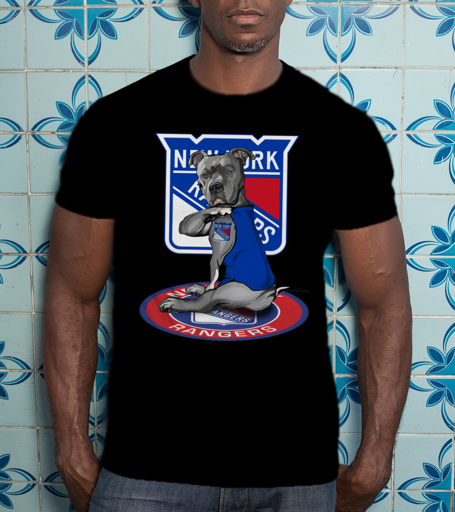 New York Rangers Dog Wearing Blue Jersey T-Shirt