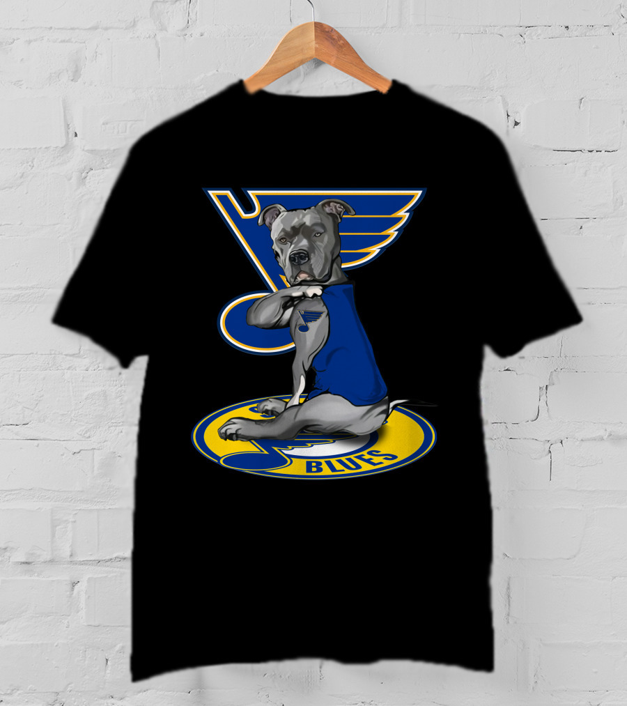 St Louis Blues Dog In Blue Jersey On Hockey T-Shirt
