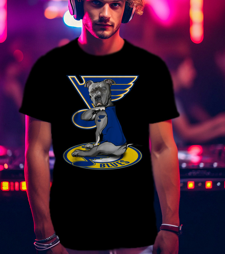 St Louis Blues Dog In Blue Jersey On Hockey T-Shirt
