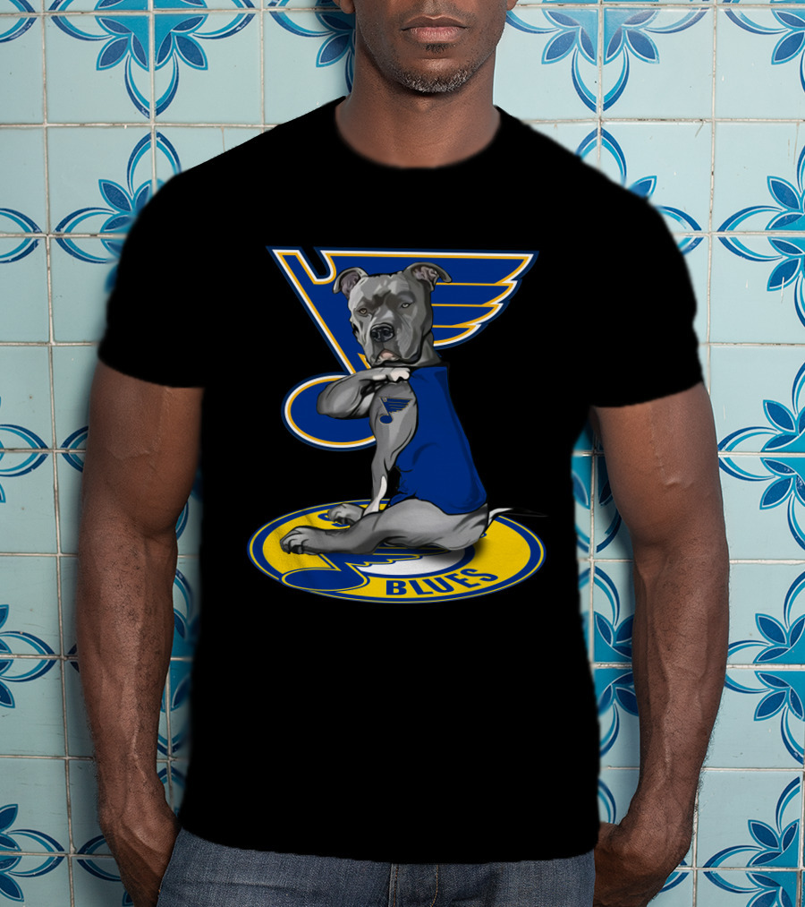 St Louis Blues Dog In Blue Jersey On Hockey T-Shirt