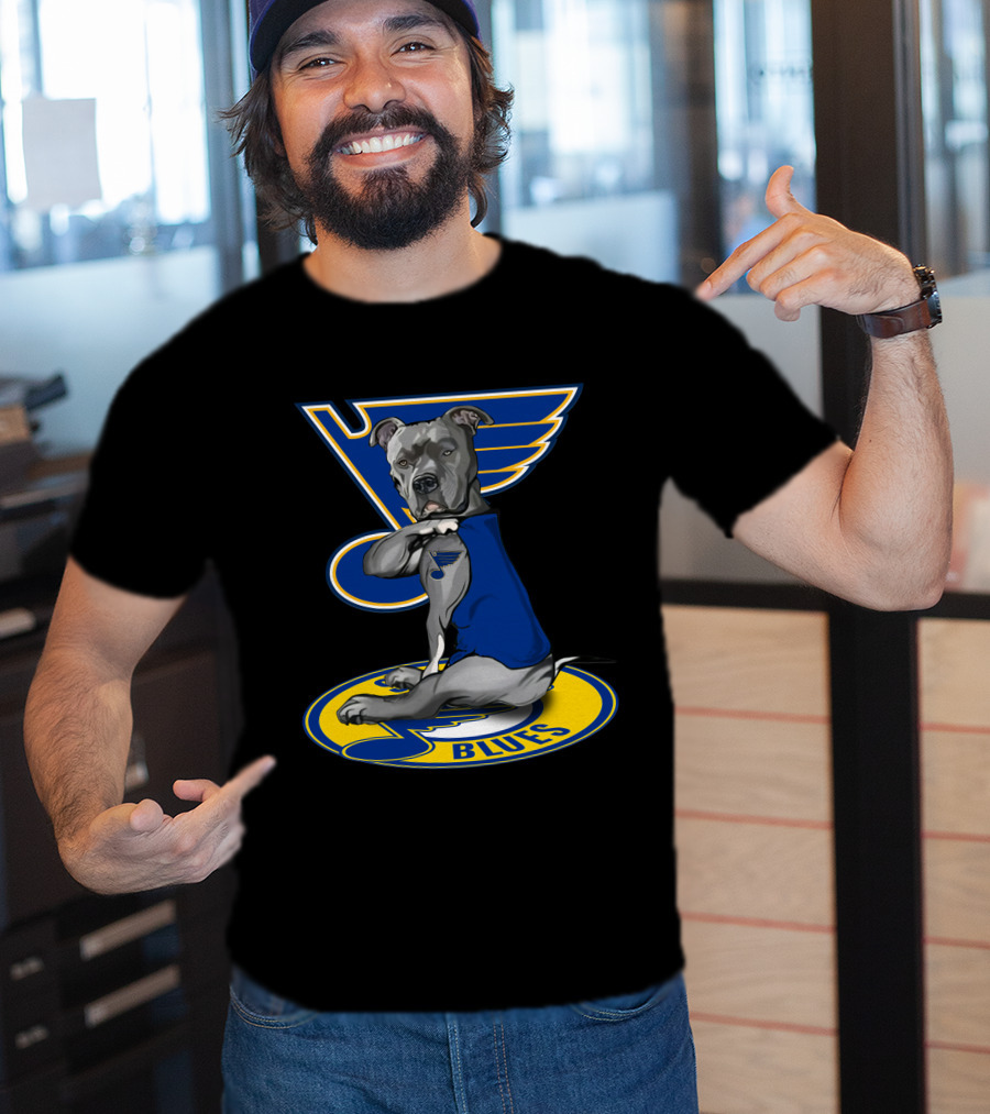 St Louis Blues Dog In Blue Jersey On Hockey T-Shirt