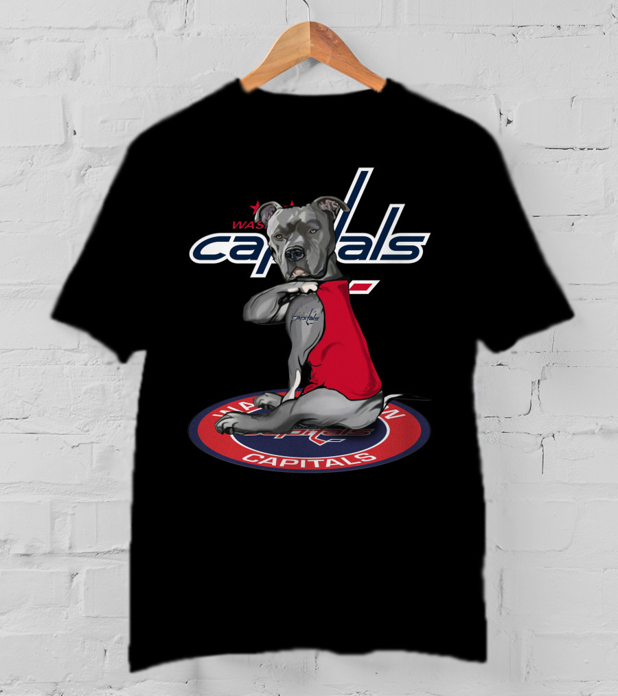 Washington Capitals Dog Wearing Red Jersey Logo 30 T-Shirt