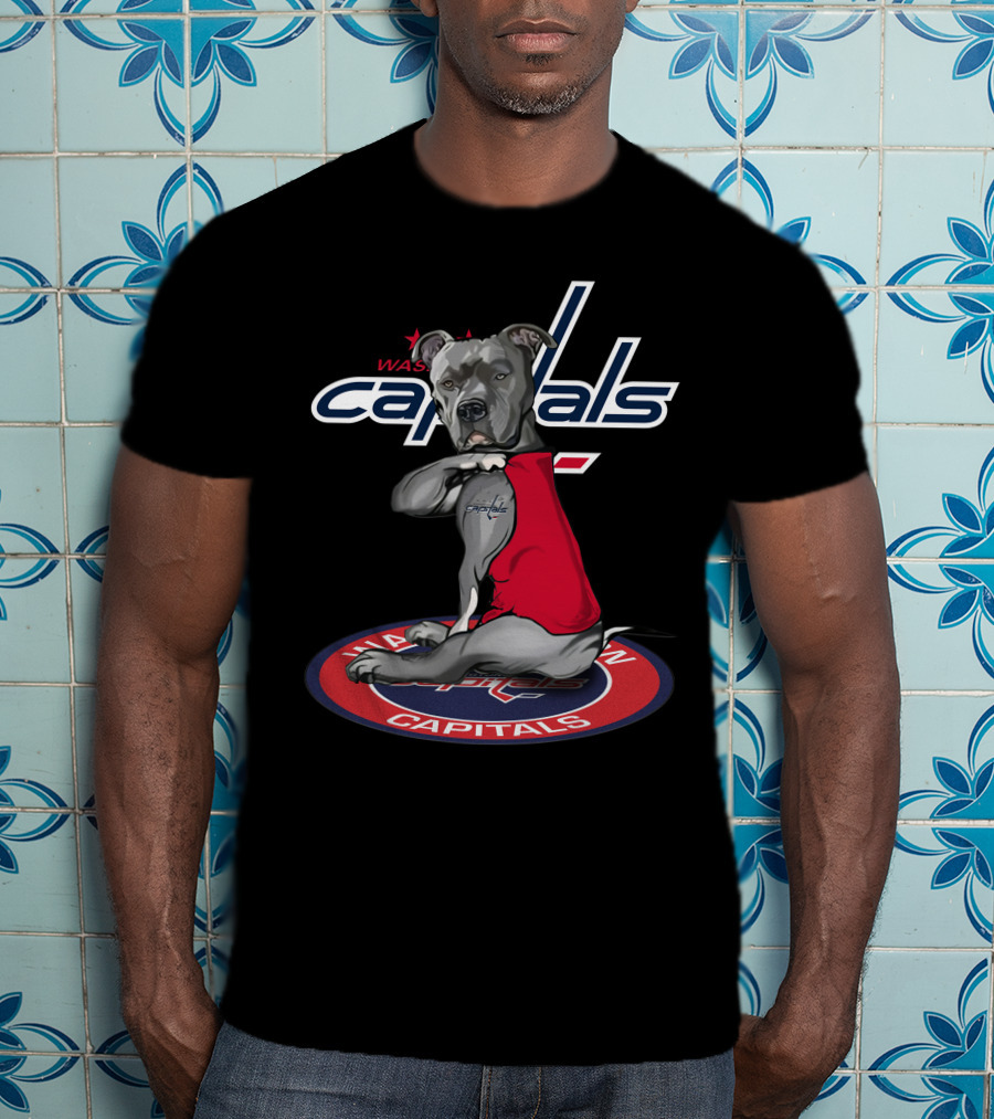 Washington Capitals Dog Wearing Red Jersey Logo 30 T-Shirt