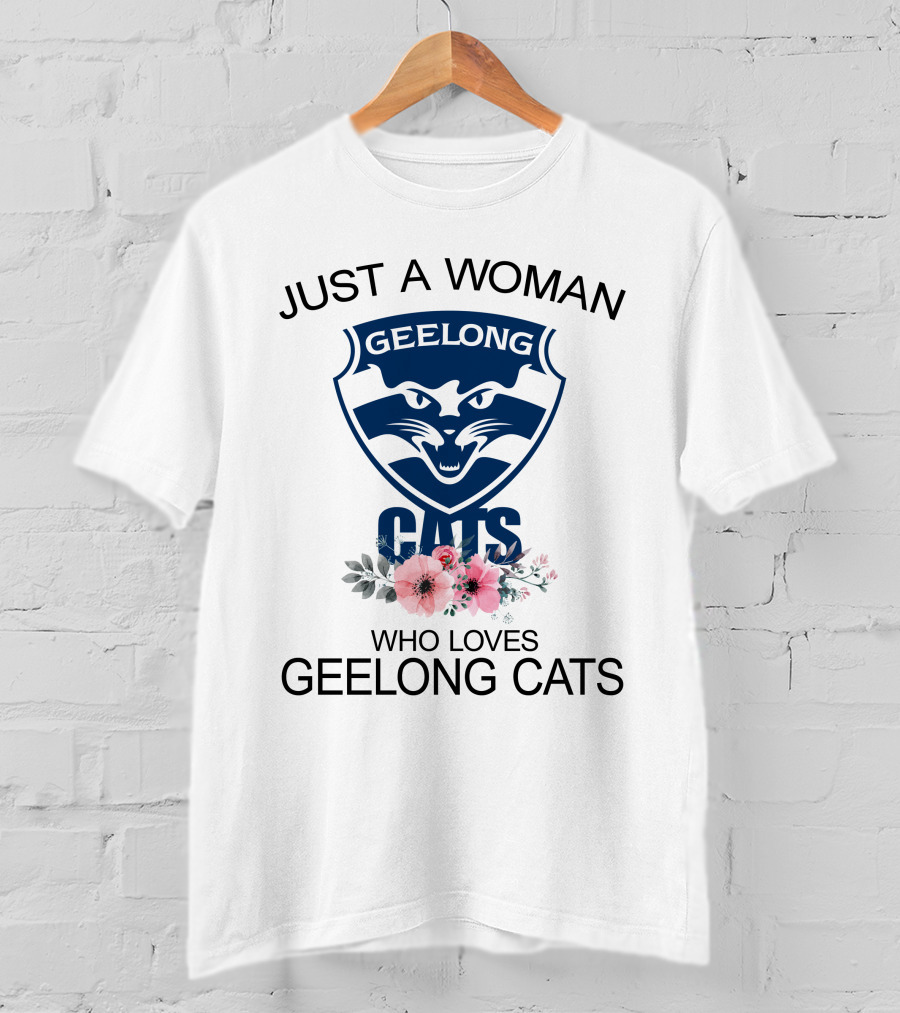 Just A Woman Who Loves Geelong Cats T-Shirt