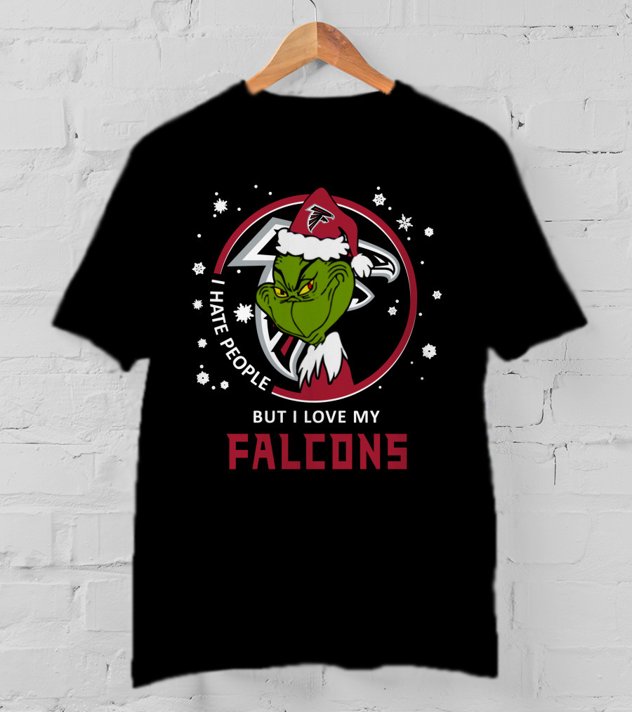 I Hate People But I Love My Atlanta Falcons Grinch Holiday T-Shirt