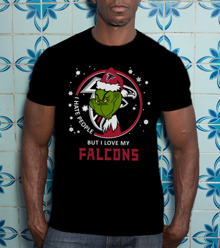 I Hate People But I Love My Atlanta Falcons Grinch Holiday T-Shirt