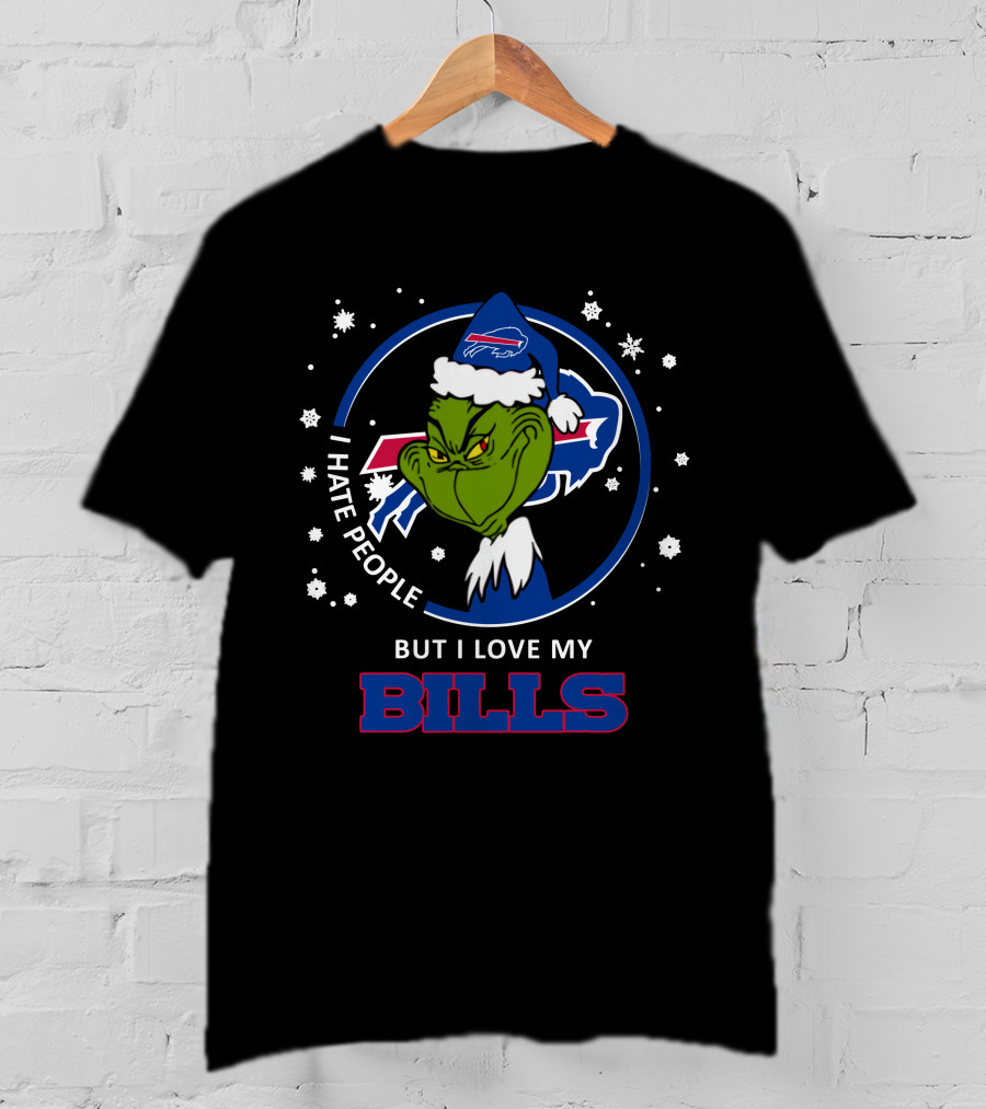 I Hate People But I Love My Bills Buffalo Bills Grinch Christmas T-Shirt