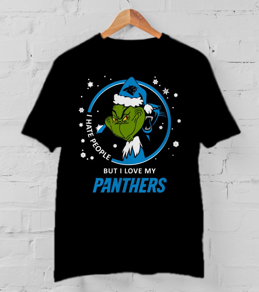 I Hate People But I Love My Panthers Grinch Carolina Panthers T-Shirt