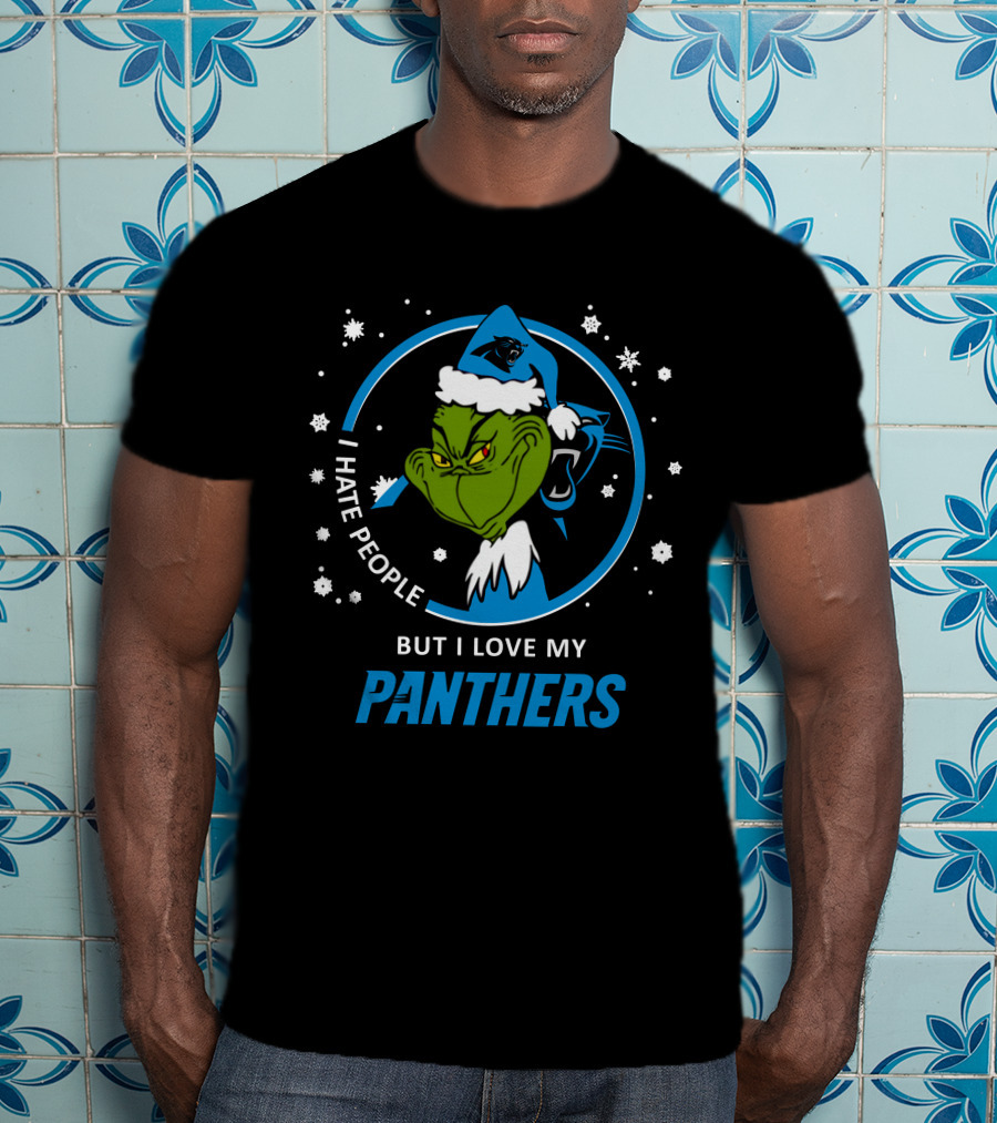 I Hate People But I Love My Panthers Grinch Carolina Panthers T-Shirt