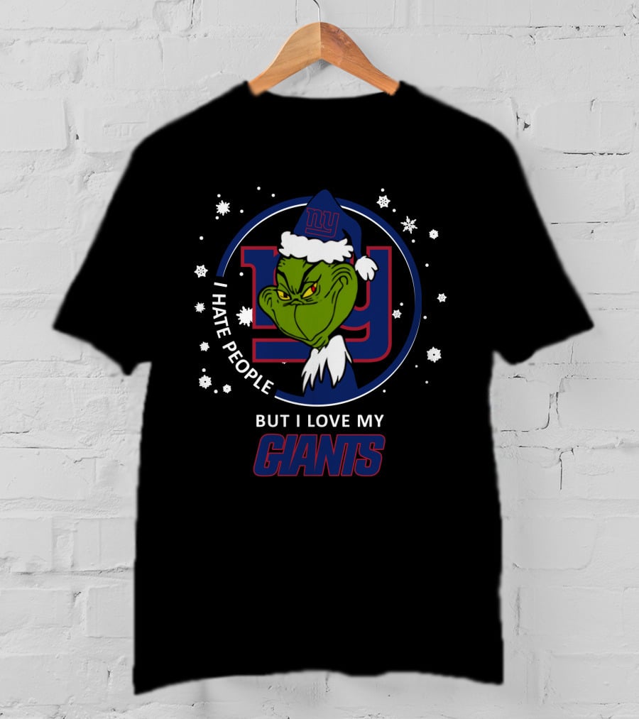 I Hate People But I Love My New York Giants Grinch Snowflakes T-Shirt