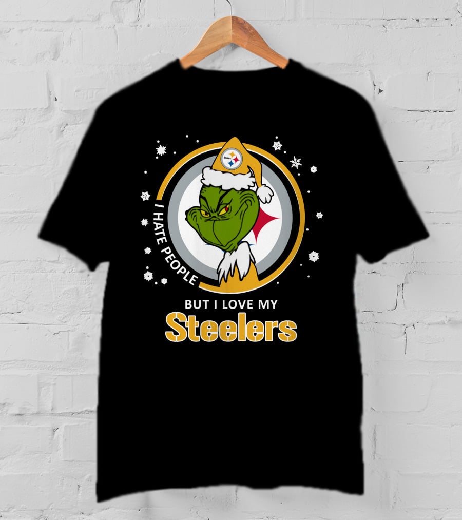 I Hate People But I Love My Pittsburgh Steelers Grinch T-Shirt