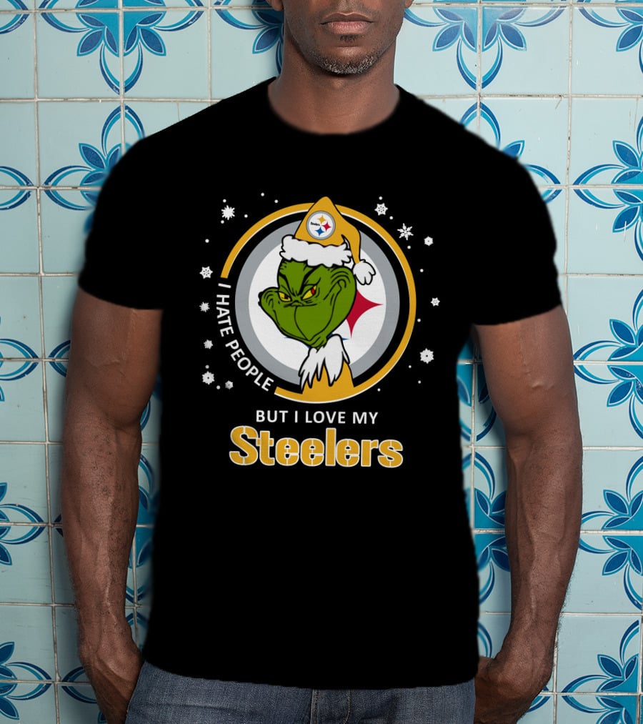 I Hate People But I Love My Pittsburgh Steelers Grinch T-Shirt