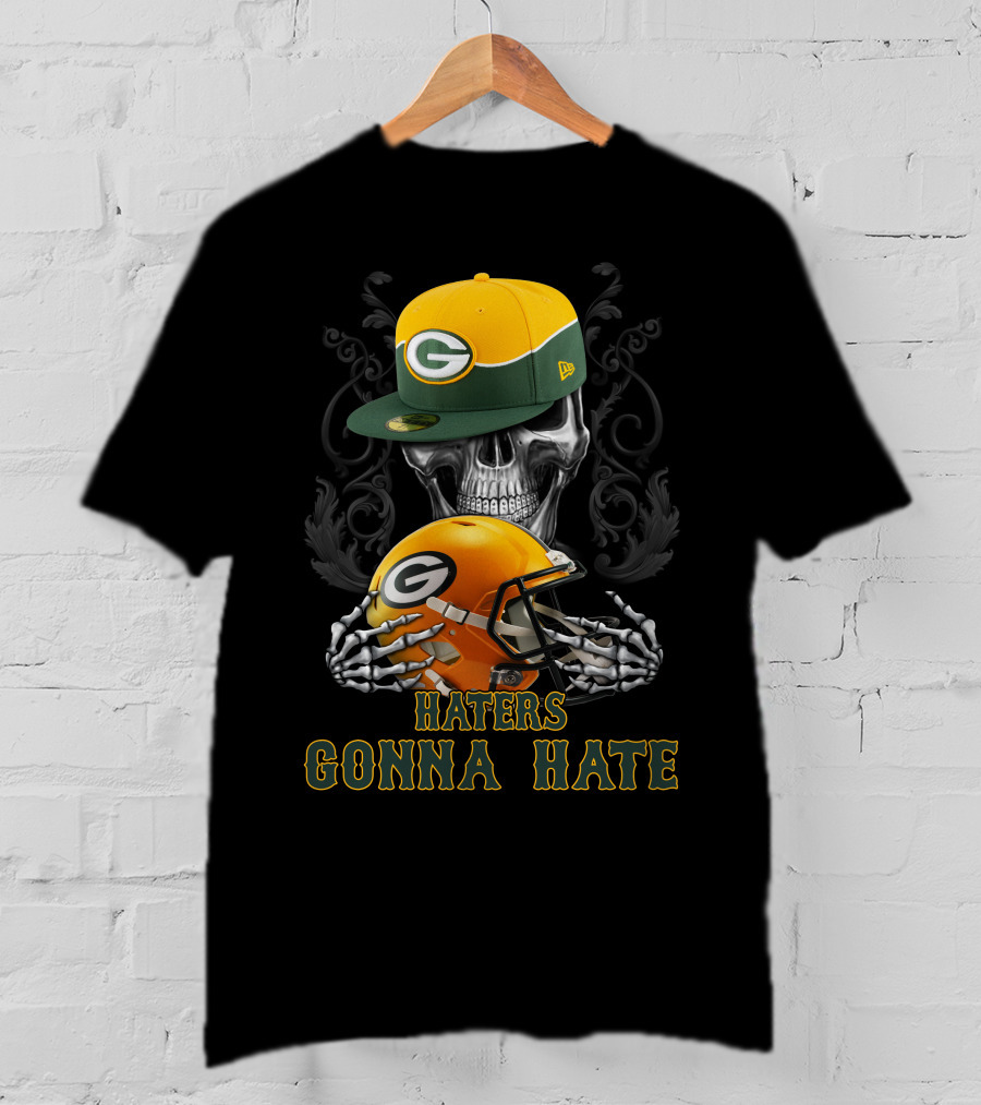 Haters Gonna Hate Green Bay Packers Skull Helmet Cap T-Shirt