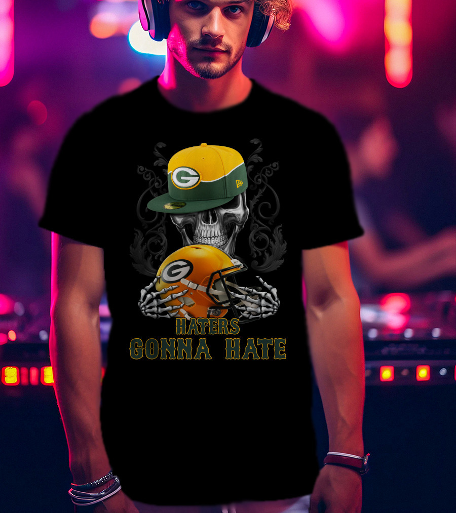 Haters Gonna Hate Green Bay Packers Skull Helmet Cap T-Shirt