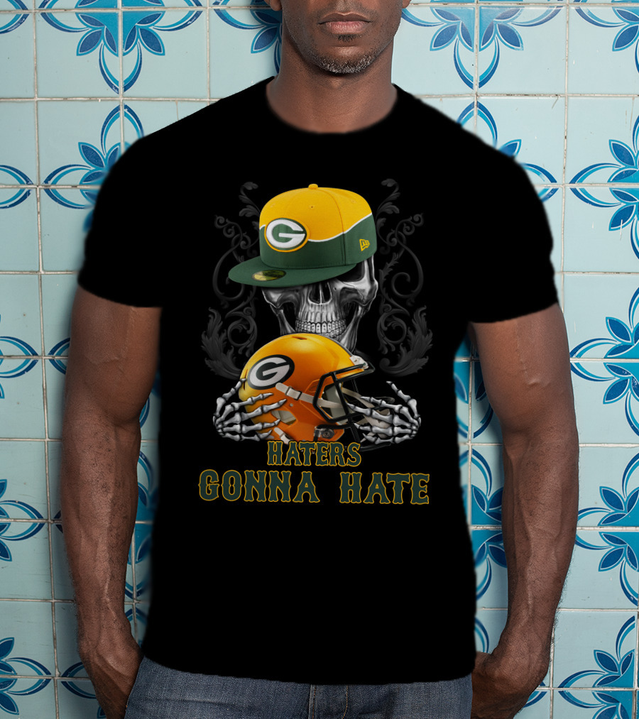 Haters Gonna Hate Green Bay Packers Skull Helmet Cap T-Shirt