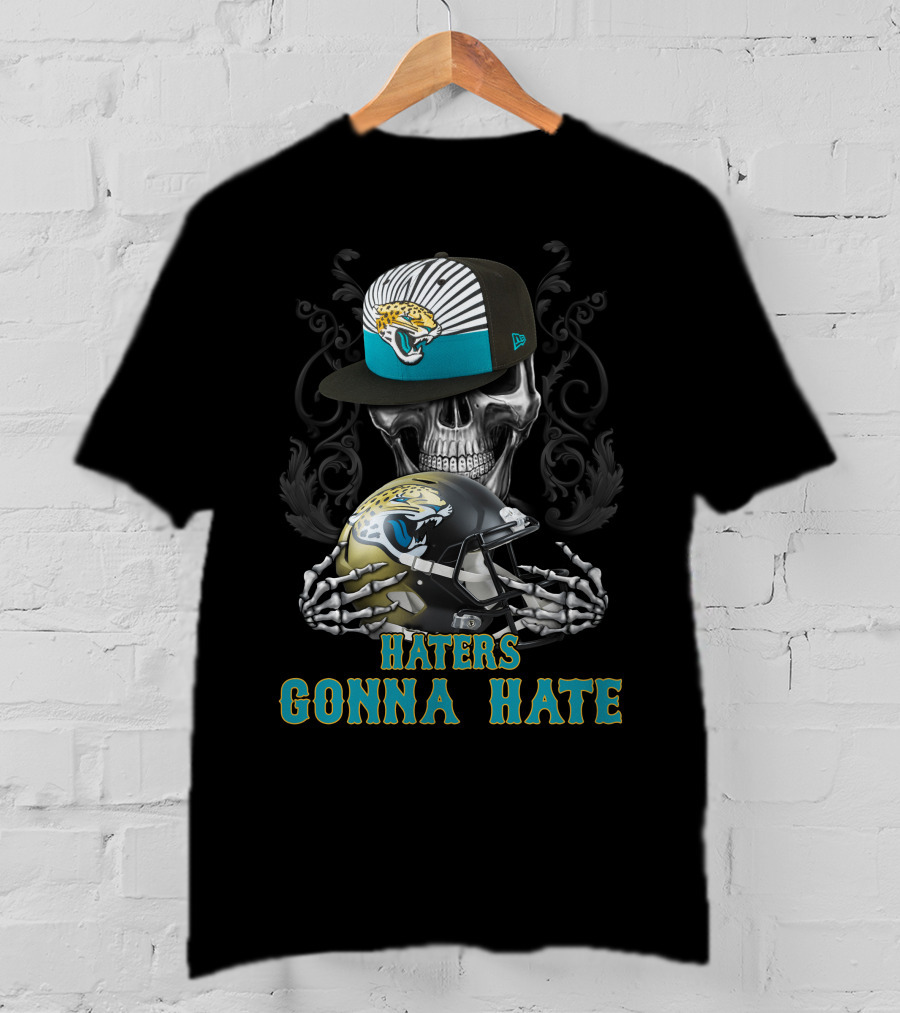 Jacksonville Jaguars Haters Gonna Hate Skull Helmet Cap T-Shirt