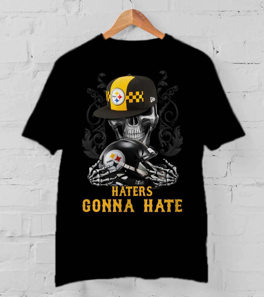 Haters Gonna Hate Pittsburgh Steelers Skull With Helmets T-Shirt