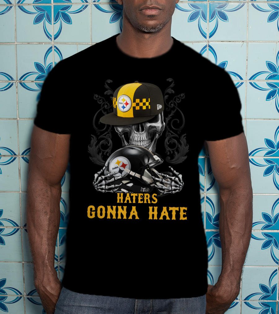 Haters Gonna Hate Pittsburgh Steelers Skull With Helmets T-Shirt