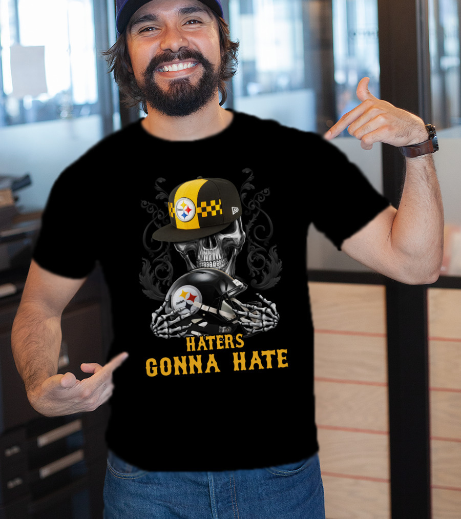 Haters Gonna Hate Pittsburgh Steelers Skull With Helmets T-Shirt