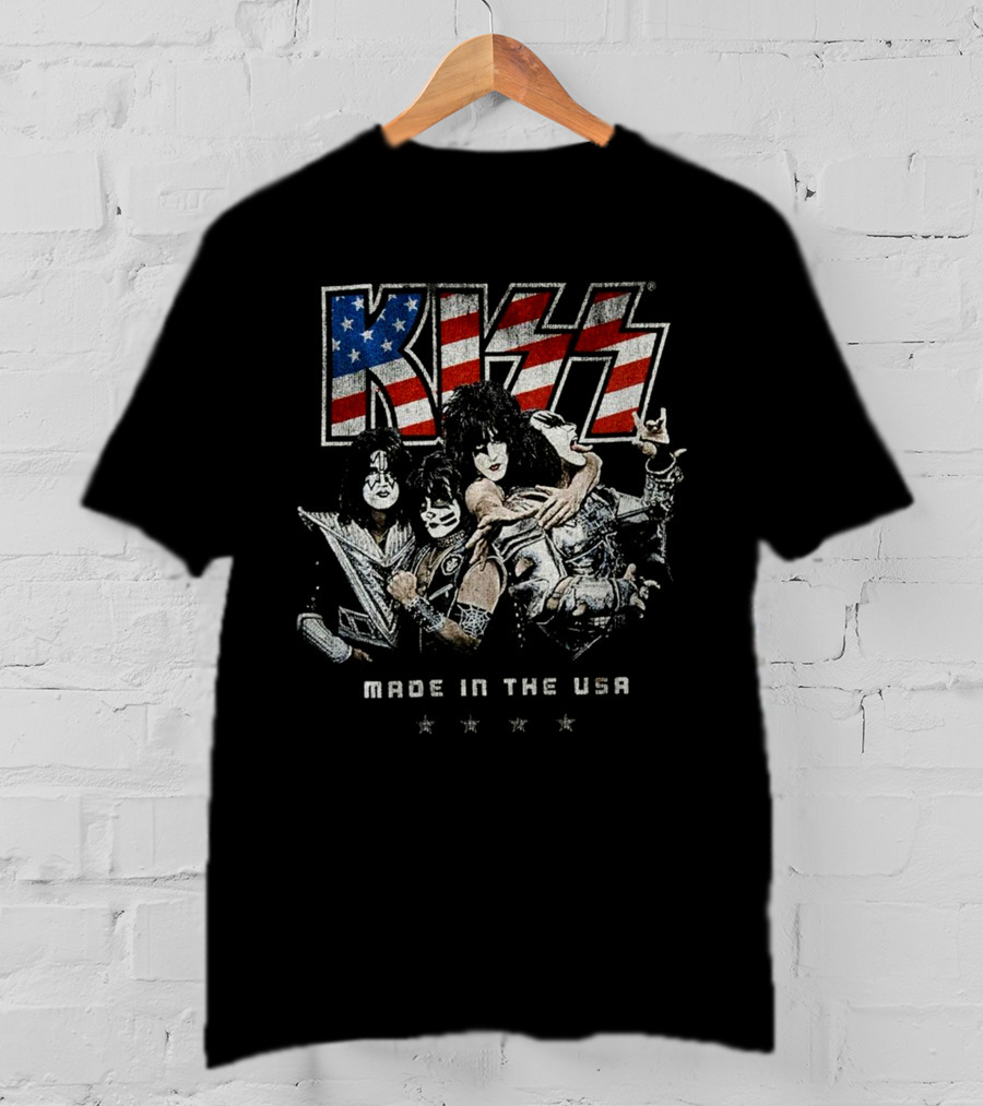 KISS Made In The USA Stars And Stripes Band Members T-Shirt