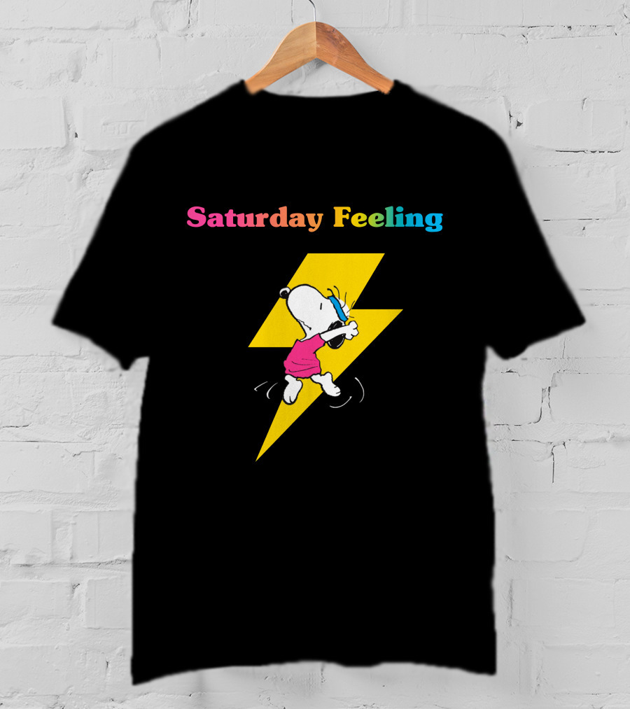 Saturday Feeling Snoopy Dancing Lightning Bolt T-Shirt
