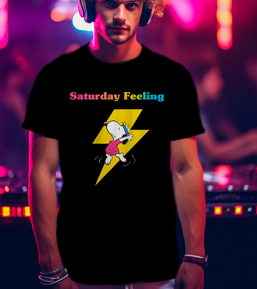 Saturday Feeling Snoopy Dancing Lightning Bolt T-Shirt