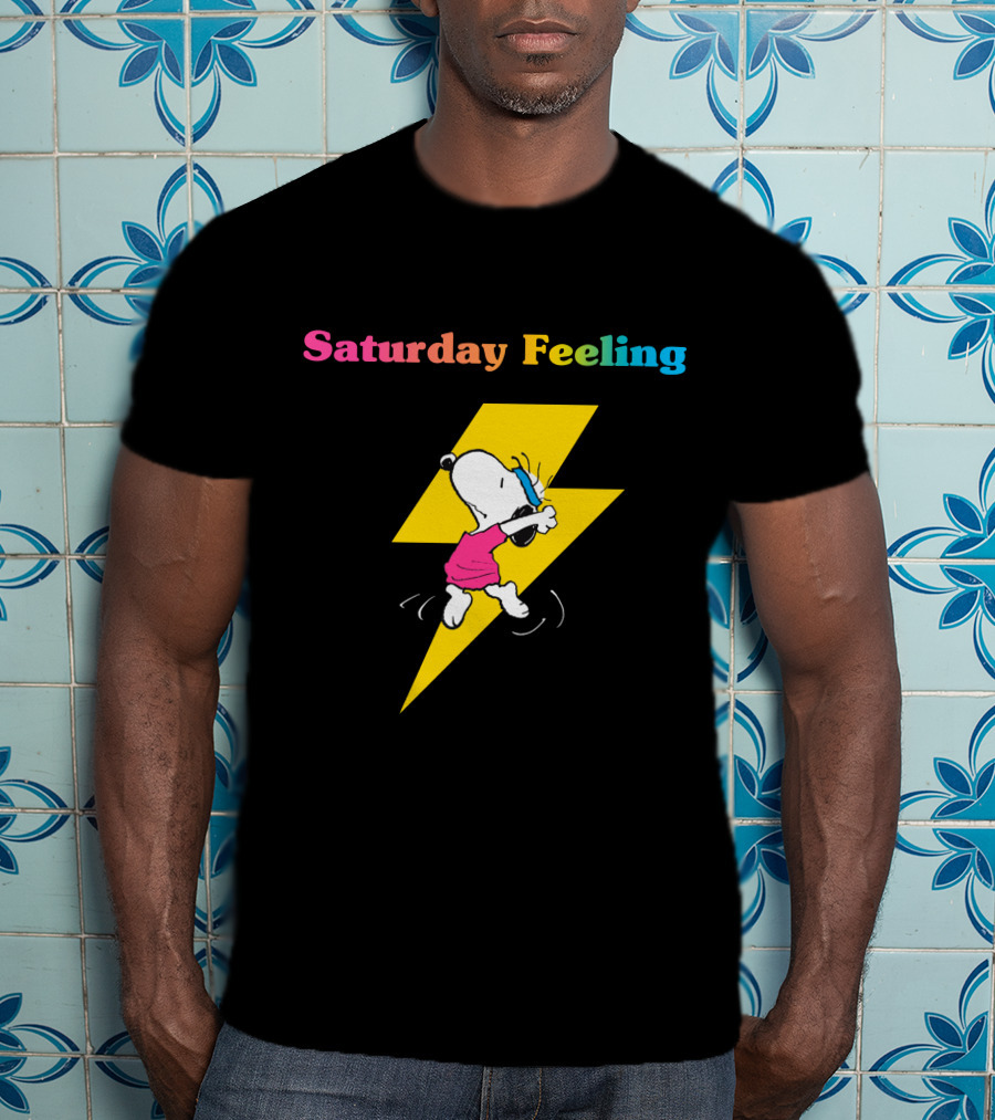 Saturday Feeling Snoopy Dancing Lightning Bolt T-Shirt