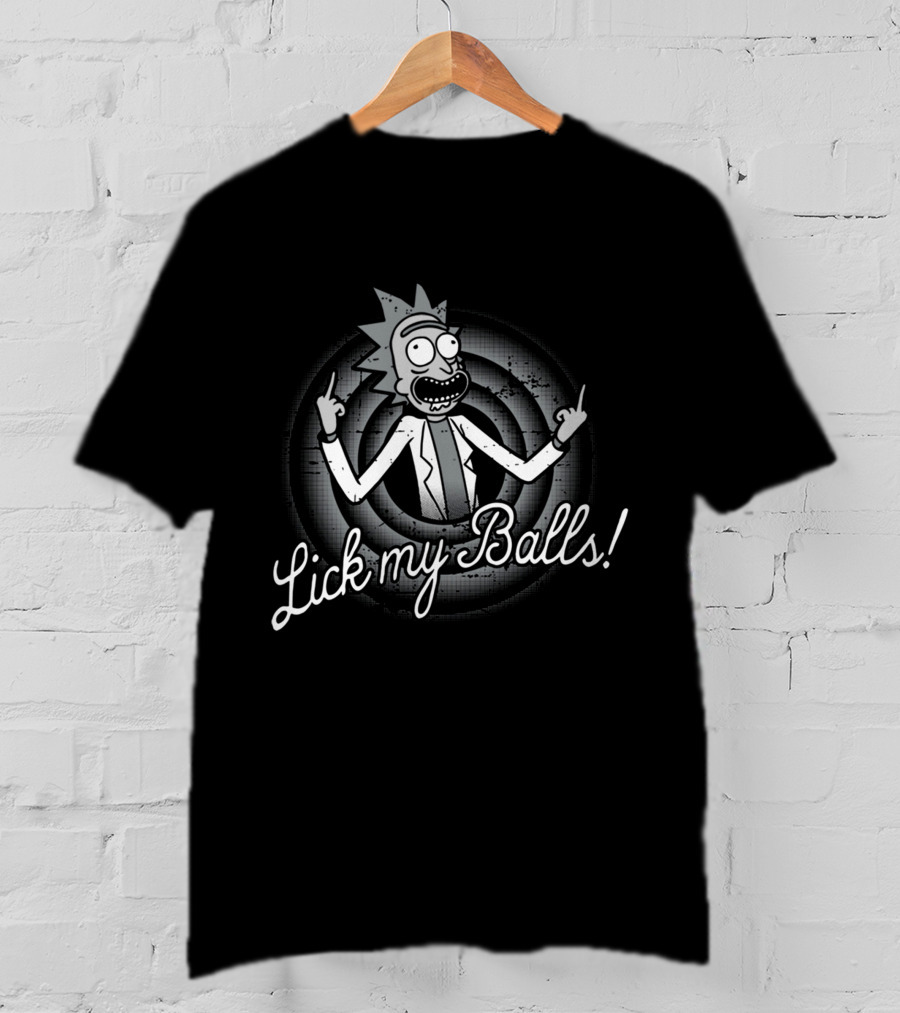 Lick My Balls Rick Middle Finger T-Shirt