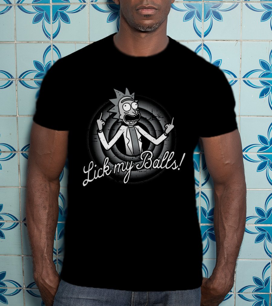 Lick My Balls Rick Middle Finger T-Shirt