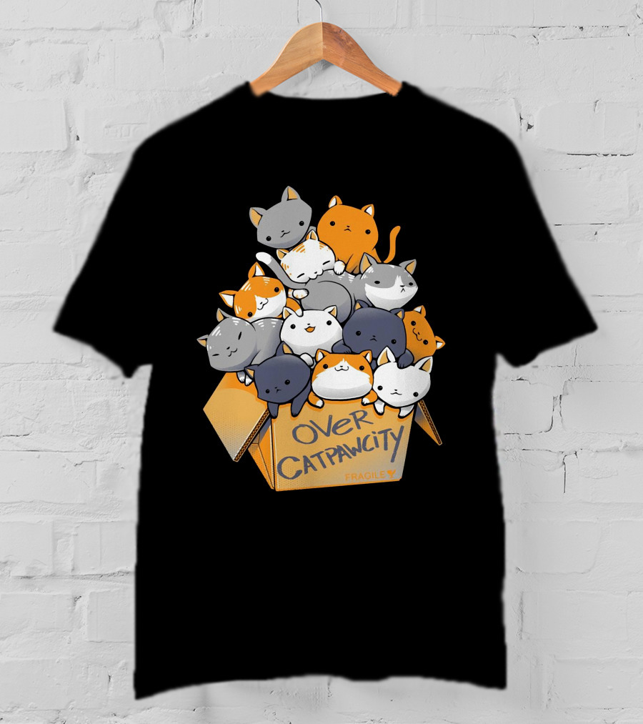 Over Catpawcity Cats In A Box Fragile T-Shirt