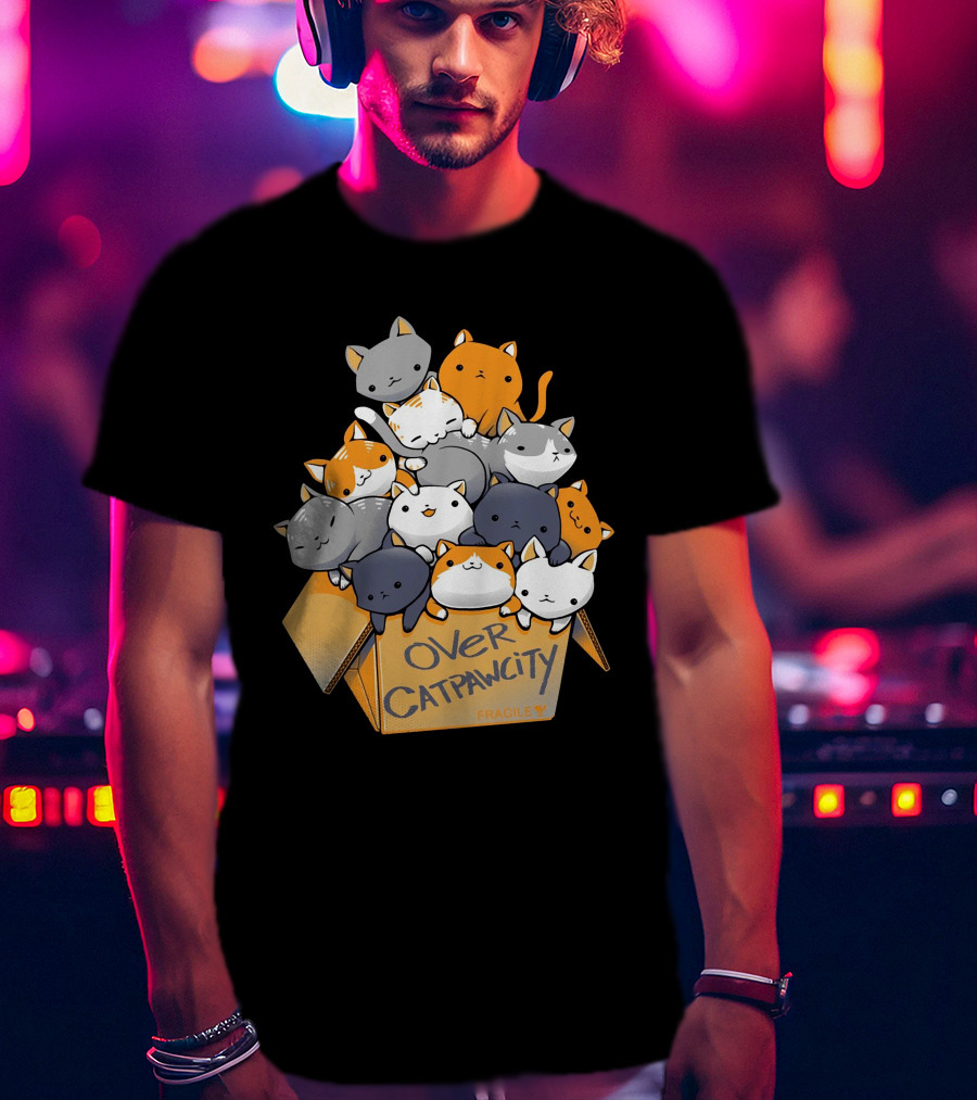 Over Catpawcity Cats In A Box Fragile T-Shirt
