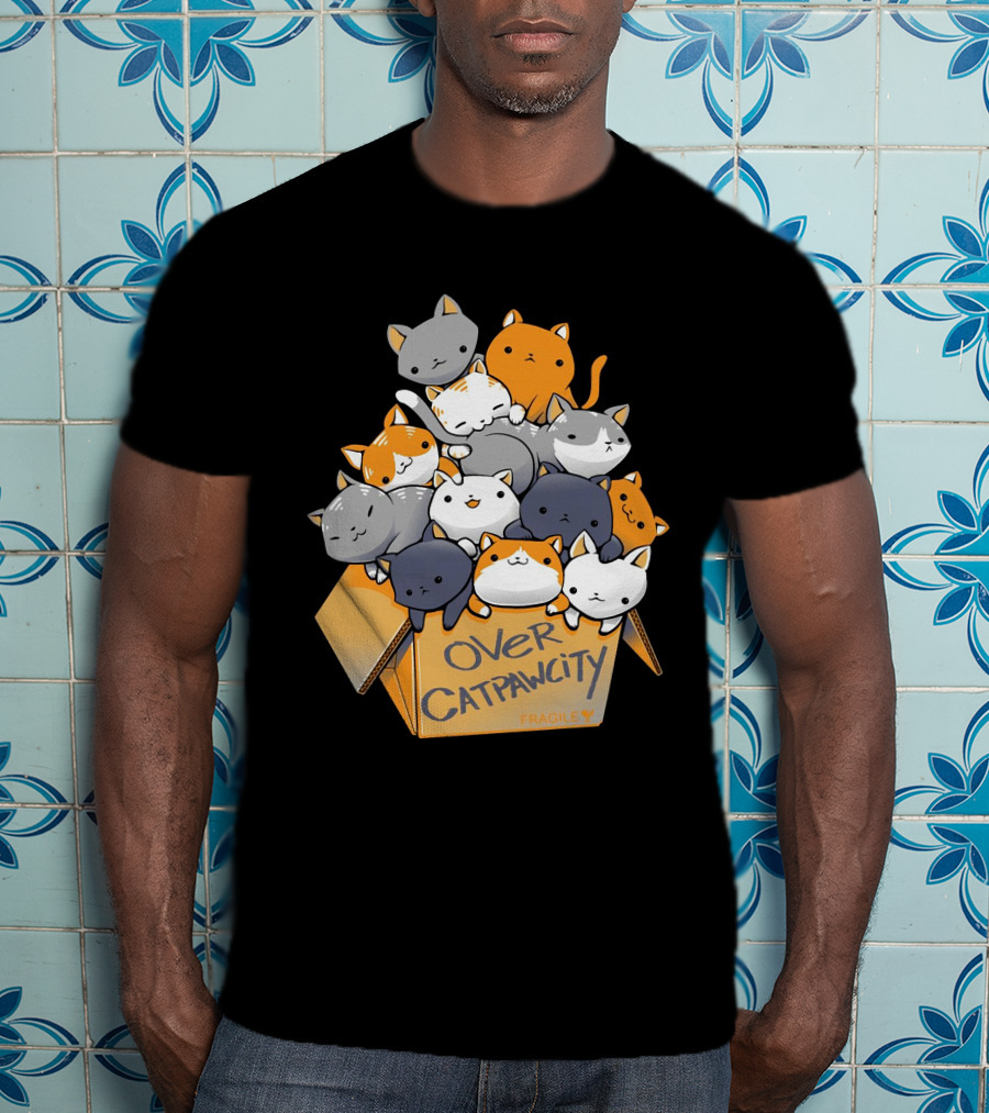 Over Catpawcity Cats In A Box Fragile T-Shirt