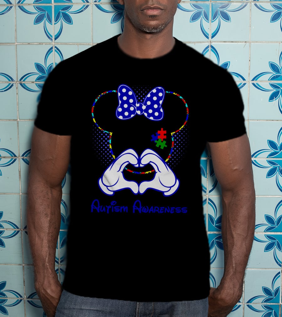 Autism Awareness Minnie Mouse Puzzle Heart Hands T-Shirt