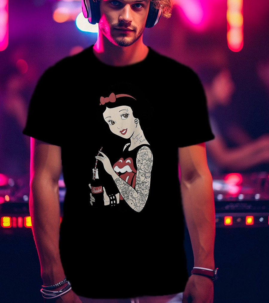 Snow White Tattooed Princess Drinking Coke Rolling Stones T-Shirt