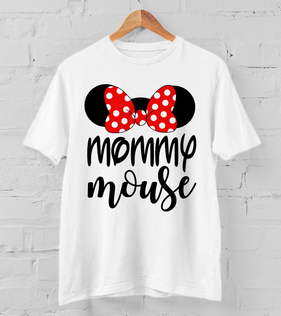 Mommy Mouse Red Polka Dot Bow Ears T-Shirt