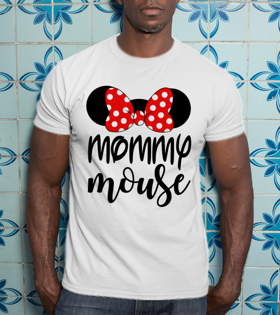 Mommy Mouse Red Polka Dot Bow Ears T-Shirt