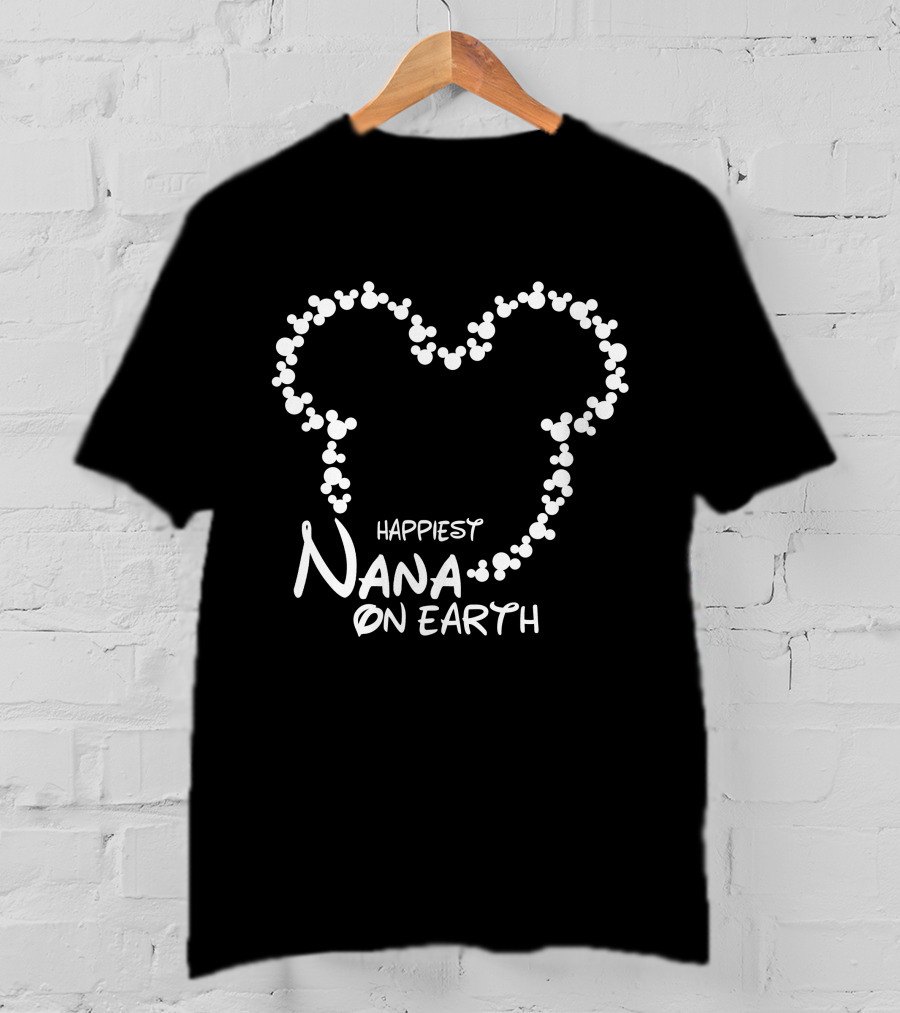 Happiest Nana On Earth Disney Mickey Mouse Ears Heart T-Shirt
